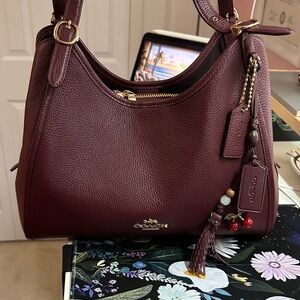 Coach Burgundy Pebbled Leather Erin Shoulder Bag